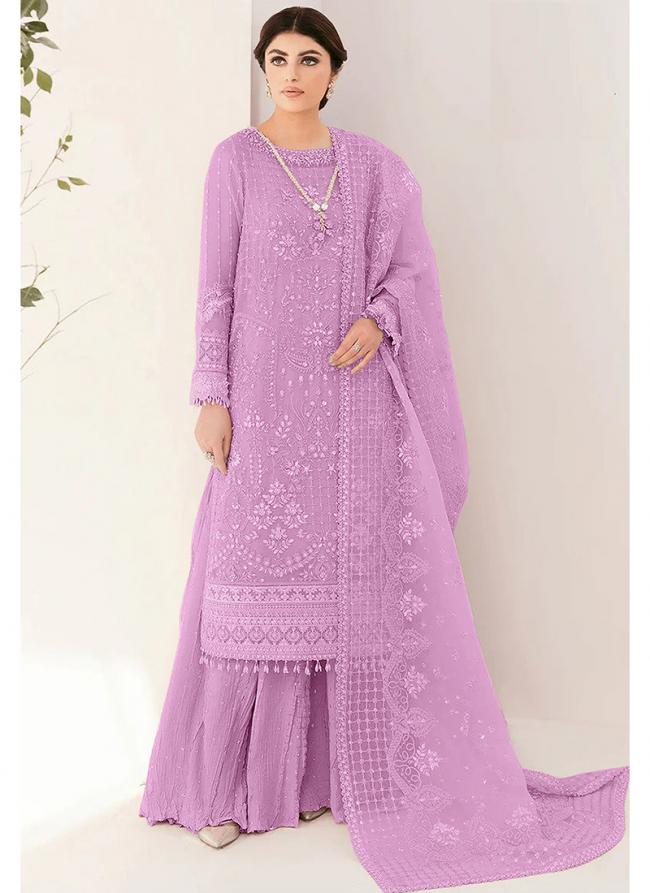 Organza Purple Eid Wear Embroidery Work Pakistani Suit